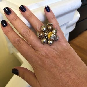 Statement ring gold silver rose tone size 7